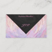 Rosa und schwarzes Monogramm Visitenkarte (Rückseite)