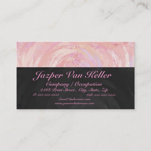 Rosa und schwarzes Monogramm Visitenkarte (Vorderseite)