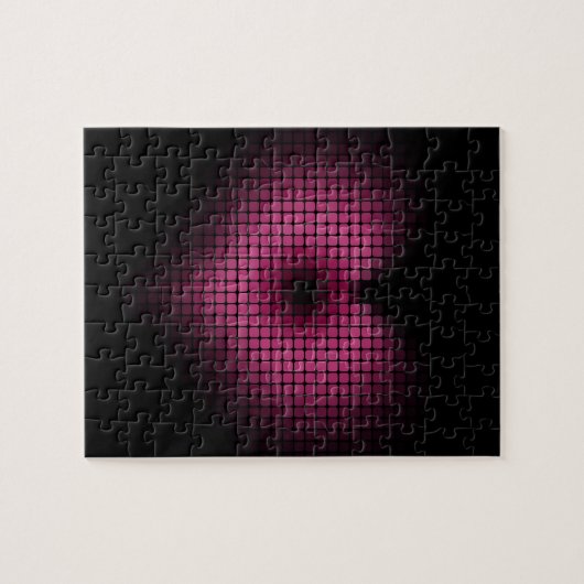 Rosa und schwarzes Mosaikherz Puzzle (Horizontal)