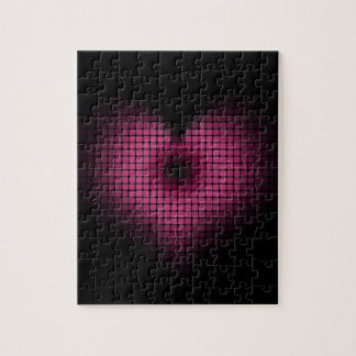 Rosa und schwarzes Mosaikherz Puzzle