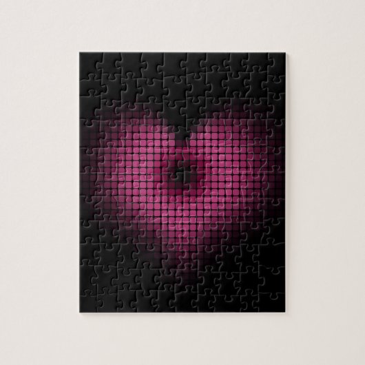 Rosa und schwarzes Mosaikherz Puzzle (Vertikal)