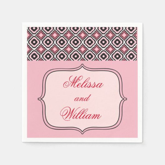 Rosa und schwarzes Muster Serviette (Vorderseite)