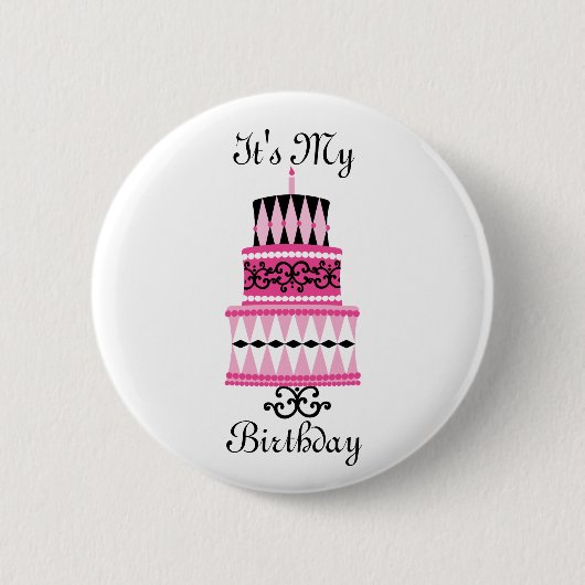 Rosa und schwarzes Party Button (Vorderseite)