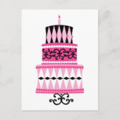 Rosa und schwarzes Party Postkarte (Vorderseite)