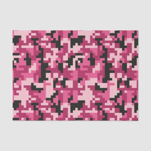 Rosa und schwarzes Pixel-Tarnmuster Seidenpapier (Vorderseite)