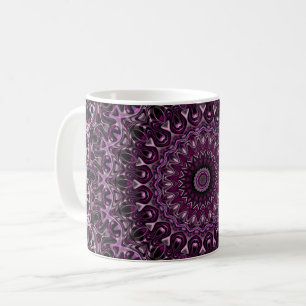 Rosa und schwarzes Rosenmandala mit floraler Geome Kaffeetasse