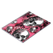 Rosa und schwarzes Rosenschädelmuster Notizblock (Linke Seite)