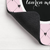 Rosa und schwarzes Schleifenmonogramm Mousepad (Ecke)