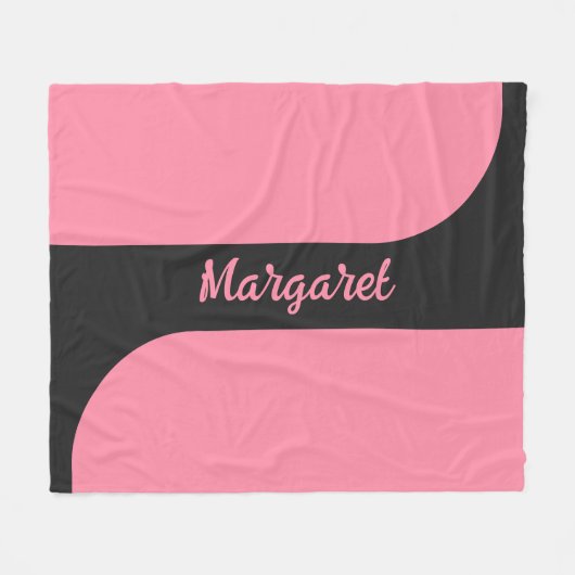 rosa und schwarzes Skript Mädchen-Monogramm-Name Fleecedecke (Vorderseite (Horizontal))