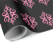 Rosa und schwarzes Spitzenmuster Geschenkpapier (Rolleneckpunkt)