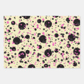 Rosa und schwarzes Tupfen-Geschenkpapier Geschenkpapier Set (Vorderseite)