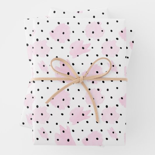 Rosa und schwarzes Valentin Geschenkpapier Set (Beispiel)