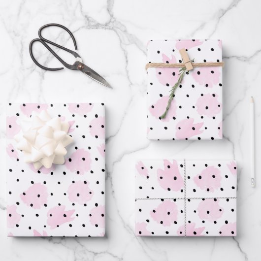 Rosa und schwarzes Valentin Geschenkpapier Set (Vorderseite)