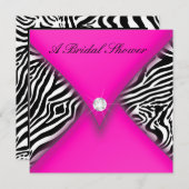 Rosa und schwarzes Zebra-Brautparty Einladung (Vorne/Hinten)