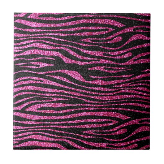 Rosa und schwarzes Zebra drucken Bling (Imitat Gli Fliese (Vorderseite)