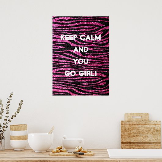 Rosa und schwarzes Zebra drucken Bling (Imitat Gli Poster (Küche)