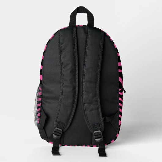Rosa und schwarzes Zebra-Muster Bedruckter Rucksack (Rückseite)