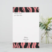 Rosa und schwarzes Zebra-Muster Briefpapier (Stehend Vorderseite)