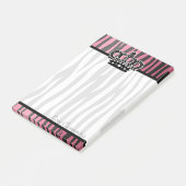 Rosa und schwarzes Zebramuster schicker modischer Post-it Klebezettel (angewinkelt)