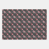 Rosa und schwarzgotische Blütenschädel Geschenkpapier Set (Vorderseite 2)