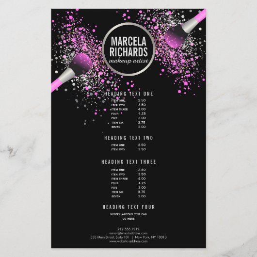 Rosa und silber-blush Confetti Makeup Artist Flyer (Vorne)