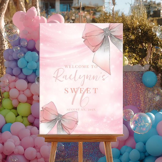 Rosa und Silber Bogen Sweet 16 Geburtstag Poster