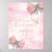 Rosa und Silber Bogen Sweet 16 Geburtstag Poster (Vorne)
