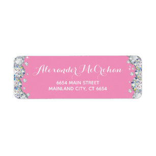 Rosa und silber Diamond Glitzer Rücksendeadresse