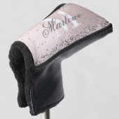Rosa und Silber-Glitzer Golf Headcover (3/4 Vorderseite)