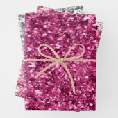 Rosa und silber Glitzer Sparkor Geschenkpapier Set (Beispiel)