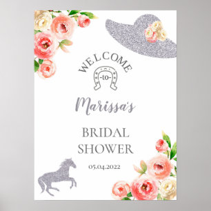 Rosa und Silber Kentucky Derby Willkommensschild Poster