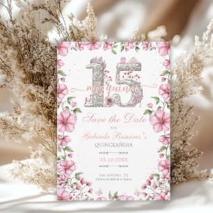 Rosa und Silber Miss Quince Quinceañera Save The Date