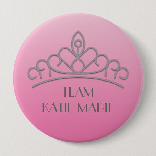 Rosa und Silber Pageant-Tiara-Unterstützung / Team Button (Vorderseite)