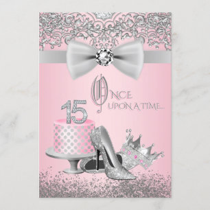 Rosa und Silber Quinceanera Einladung