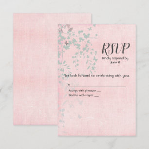 Rosa und Silberblatt RSVP Karte