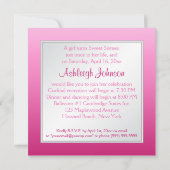 Rosa und Silberblume 16 . Geburtstag Einladung (Rückseite)