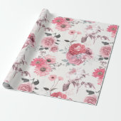 Rosa und Silberblume Geschenkpapier (Ungerollt)