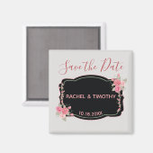 Rosa und Silberblume Hochzeit Sichern Sie das Datu Magnet (Vorderseite/Rückseite)