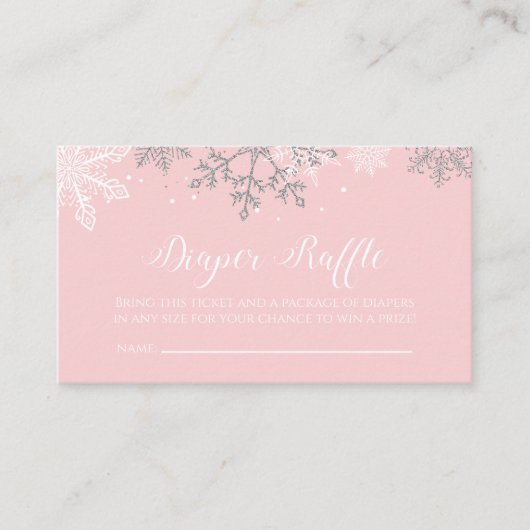 Rosa und silberer Glitzer Schneeflocke Windelwölfe Begleitkarte (Vorderseite)