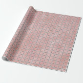 Rosa und Silbergraues Gitter Geschenkpapier (Ungerollt)