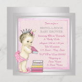 Rosa und Silbermädchen bringen Bücherdusche Einladung (Vorne/Hinten)