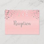 rosa und silberne Confetti-Punkte - Empfang Begleitkarte (Vorderseite)