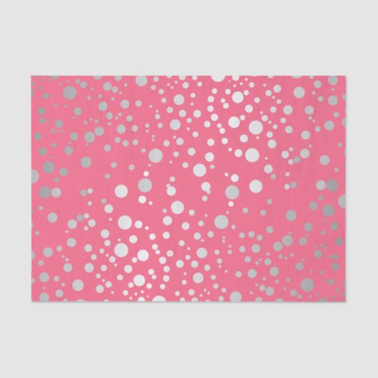 Rosa und silberne Confetti-Punkte Seidenpapier (Vorderseite)