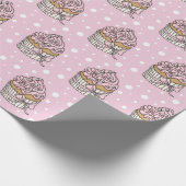 Rosa und silberne Cupcakes Polka Dot Geschenkpapier (Ecke)