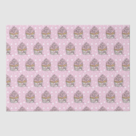 Rosa und silberne Cupcakes Polka Dot Seidenpapier