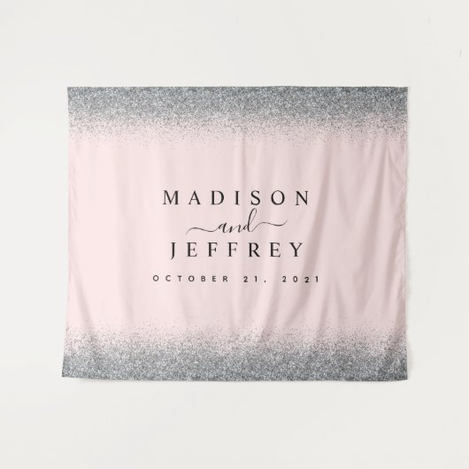 Rosa und silberne Glitzer - Hintergrund für Hochze Wandteppich (Vorderseite (Horizontal))