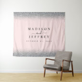 Rosa und silberne Glitzer - Hintergrund für Hochze Wandteppich (Beispiel (Horizontal))