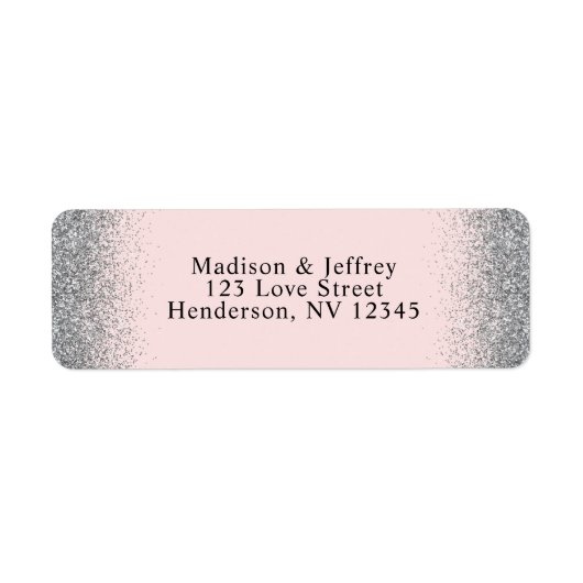 Rosa und Silberne Glitzer Rücksendeadresse (Vorne)