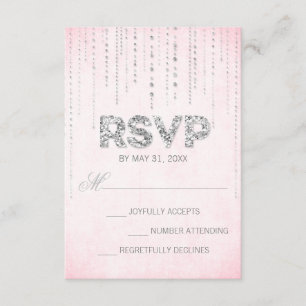 Rosa und Silberne Glitzer sehen Hochzeitssache RSV RSVP Karte