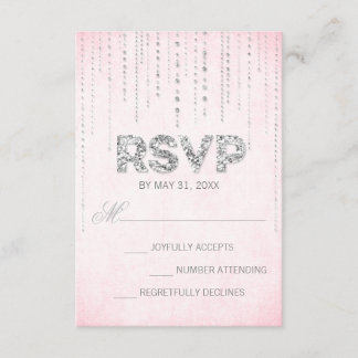 Rosa und Silberne Glitzer sehen Hochzeitssache RSV RSVP Karte